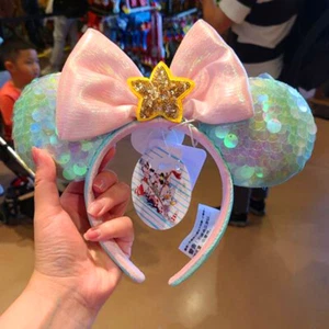 Disney Parks SHDR Mermaid Ariel Iridescent Green Minnie Mouse Ears Headband - Picture 1 of 10
