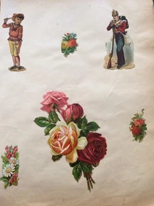ENFANT, SOLDAT ET FLEURS, 6 Découpis Fin XIXÈME. - Picture 1 of 4