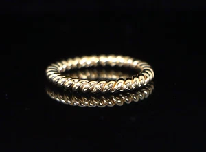 14k Yellow Gold 2.4mm Twisted Cable Rope Wedding Band Stackable Ring Size 4.75 - Picture 1 of 7