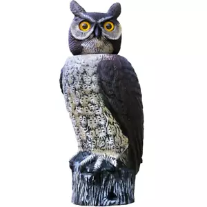 Owl Decoy w/ Rotating Head, Natural Enemy Scarecrow Fake Owl to Scare Birds Away - Picture 1 of 12