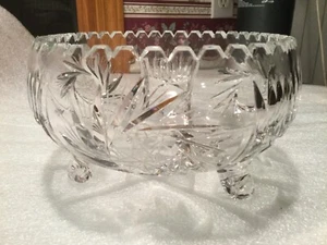 Pinwheel by American Cut - Large 3 Footed Crystal Bowl - Picture 1 of 10