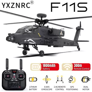YXZNRC F11S AH-64D Apache 2.4G 6-Axis Gyro 9CH GPS FPV Flybarless RC Helicopter - Picture 1 of 26