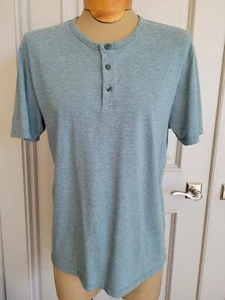 Vince Green Striped Short Sleeve Button Up Tshirt Top Sz M - Picture 1 of 7