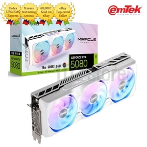 emTek GeForce RTX 5080 MIRACLE WHITE D7 16GB Graphics Card Gaming - Picture 1 of 3