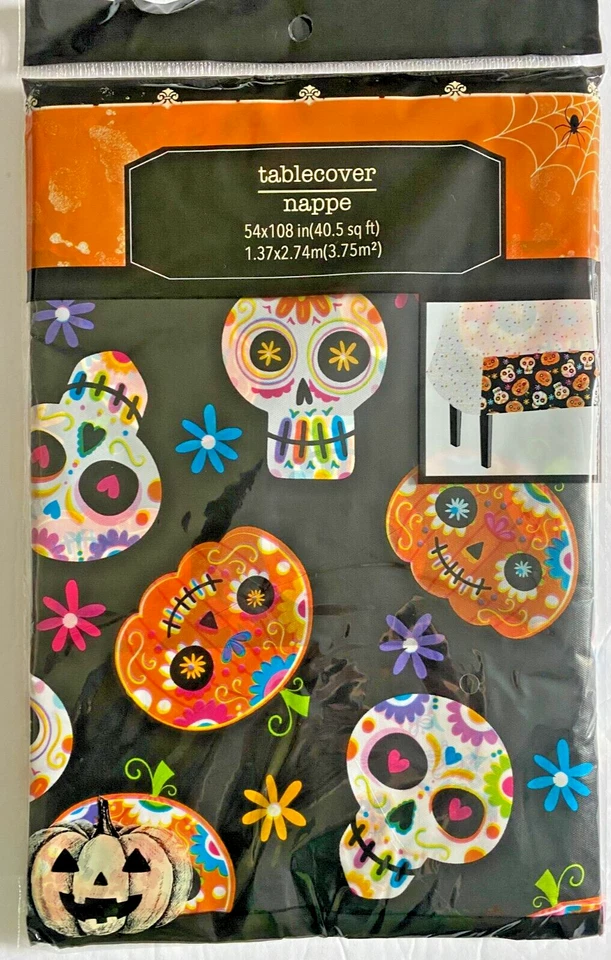 Halloween Fall Table Cover Tablecloth 54 X 108 Plastic Whimsical Birthday Party