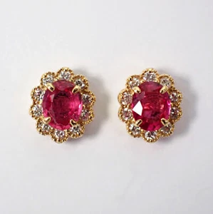 [Nuevos] Pendientes de diamantes rubí K18 [i7-1] - Imagen 1 de 10