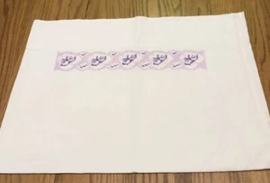 Pair of Vintage White PILLOWCASES with Purple  Color Cross-Stitch Floral Design - Picture 1 of 5
