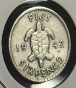 XF/RARE! Fiji 1942 Six Pence Silver World Foreign Coin - Picture 1 of 7