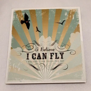 Lyrikologie Therapie Holz Wandkunst 12 x 12 in "Ich glaube, ich kann fliegen" - Bild 1 von 3