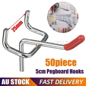 50Pcs Steel Pegboard Hooks for metal Panel Display Shop Peg Board Hook 5cm AU - Picture 1 of 10