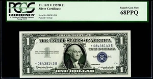 $1 1957B Silver * Star Certificate Fr. 1621* PCGS Superb Gem New 68 PPQ - Picture 1 of 3