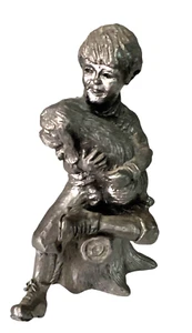 M. Ricker Olde English Pewter  Boy and Dog - Signed and Numbered - Picture 1 of 6