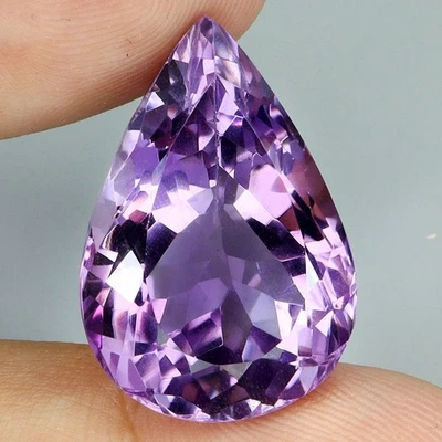 Pear Cut Natural Unheated Purple Amethyst Uruguay 30.36ct 25x17mm Big Gemstone - Image 1 of 4