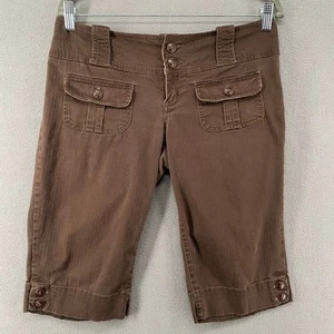 Nori Y2K Bermuda Shorts Juniors 7 Brown Pockets Long Cotton Blend Low Mid Rise - Picture 1 of 14