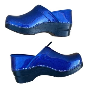  Sanita Clogs Women's Patent Leather Royal Blue  Size US4 EUR 35 Nurse Shoes  - Picture 1 of 14