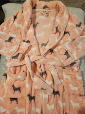 SONOMA L Rosa Bata Difusa Perros Bulldog Inglés Pitbull Acogedora Ducha Gris Para Mujer Foto 1 de 4