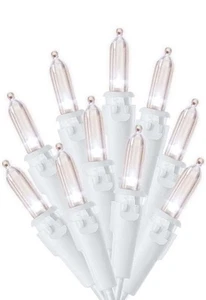 100 Mini Incandescent Clear Lights on White Cord - Picture 1 of 1