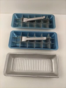 Lot of 2 Vintage Blue Coldspot Ice Cube Trays Aluminum Retro Kitchen - Picture 1 of 9