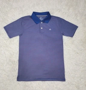 Southern Tide Performance Polo Boys Size L 12-14 Shirt Navy Red Striped Stretch - Picture 1 of 6