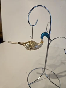Vintage Blown Glass Duck Goose Bird Spun Tail Christmas Ornament - Picture 1 of 9