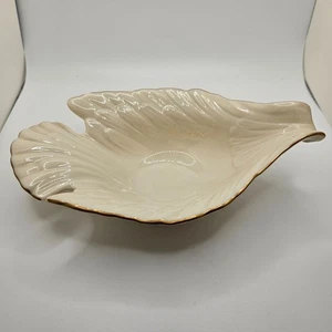 Lenox Ivory Porcelain Leaf Dish Bowl w/ 24K Gold Trim • USA Made • Serving Dish - Picture 1 of 11