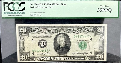 🔥 1950A $20 STAR Note * PCGS 35PPQ Fr.2060-D* Cleveland Federal Reserve RARE! - Image 1 of 2