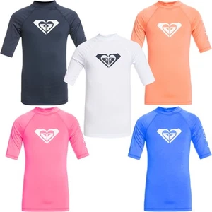 Roxy Girls Wholehearted Short Sleeve Beach Surf UPF 50 Rash Guard Vest T-Shirt - Picture 1 of 27