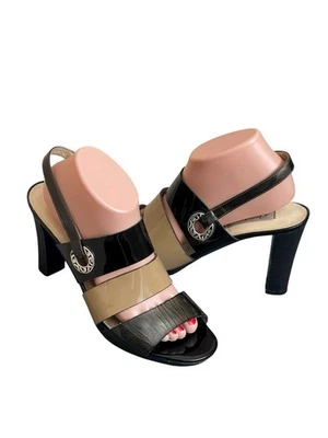 Zapatos de salón Brighton Villa para mujer/plataforma 10M charol negro y topo Foto 1 de 4