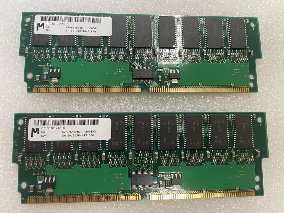 SUN MICROSYSTEMS LOT OF 2X MT18DT8144G-6, 128MB EA - Image 1 of 1