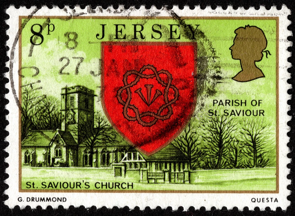 Jersey Stamp Scott #142 Used F-VF - 8p St Savior's Church Definitive Issue Nice! - Image 1 of 1