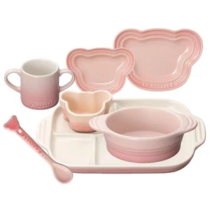 Le Creuset Tableware Set for Children Baby Set of 7 Milky Pink Gift Japan New - Picture 1 of 8
