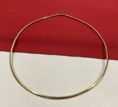 AURAFIN Italy Rancangelo 14k Solid Yellow White Gold OMEGA Chain Necklace 13.77g - Image 1 of 4