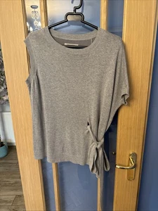 ALL SAINTS Womens Size Small Shera Knit Short Sleeve gray belt blouse top New - Picture 1 of 8