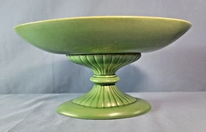 Green Yellow Ribbed Pedestal Fruit Candy Dish Trinket VTG Red Wing Bowl M-5005 - Picture 1 of 8