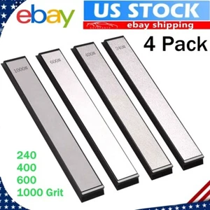 4 Pcs Diamond Sharpening Stone Set 240 400 600 1000 Grit Knife Chisel Sharpener - Picture 1 of 6