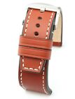 32. GOLD BROWN saddle LEATHER stitched Tang buckle watch Strap 24/24 mm,