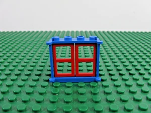 1989 LEGO Blue Door Frame 1 x 4 x 3 w/Red Pane Derby Trotter 6355 #3853 3854 - Picture 1 of 2