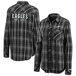WEAR By Erin Andrews NFL Philadelphia Eagles Mujer Franela a Cuadros Oscuros Talla M - Imagen 1 de 3