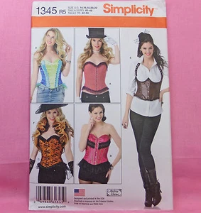 Simplicity 1345 Steampunk Korsett 5 Looks Kostüm Schnittmuster Gr. 14-22 NEU! - Bild 1 von 2