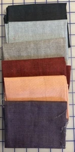 Fat Quarters Bundle -Makower Linen Weave Cotton Quilting Fabric 6 Fat Quarters - Picture 1 of 2