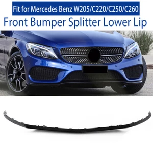 For Mercedes W205 AMG C300 C250 15~18 Black Front Bumper Lip Molding Trim Cover - Picture 1 of 11