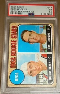 1968 Topps Reds Rookies Johnny Bench Ron Tompkins #247 PSA 1.5 FR - Picture 1 of 2