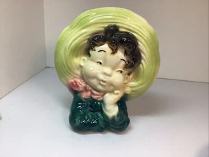 Vtg. Royal Copley Ceramic Boy planter 1940-1950 8 Tall, 7.5 Wide. Darling. - Picture 1 of 11