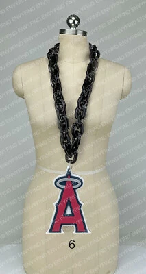 New MLB LOS ANGELES ANGELS BLACK  Jumbo Big Fan Chain Necklace Foam MI USA - Image 1 of 3