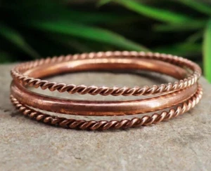Set Of 3 Pc Pure Copper Bangles, Women Bracelet Bangle, Healing Bangles, Unisex - Picture 1 of 5