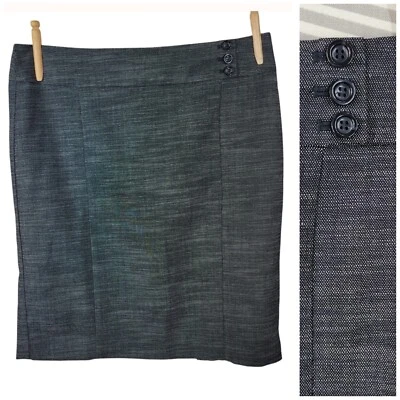 Ann Taylor юбка-карандаш размер 12 карьера профессиональный серый костюм кнопка стороны мини - Изображение 1 из 4