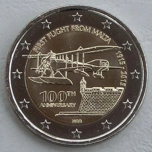2 Euro Gedenkmünze Malta 2015 Erstflug von Malta unz. - Bild 1 von 1