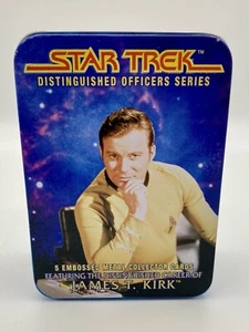Star Trek Distinguished Officers Series Metal Trading Card Tin Set Capitano Kirk - Foto 1 di 11