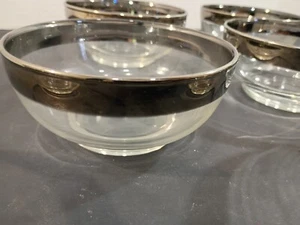 MCM Platin Band Glas Obst/Nuss Schalen 4 1/2" Durchmesser (6er Set) GC - Bild 1 von 8