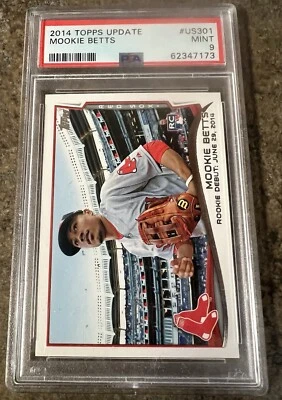 2014 TOPPS UPDATE #US301 MOOKIE BETTS ROOKIE RC PSA 9 MINT Red Sox Dodgers - Image 1 of 2